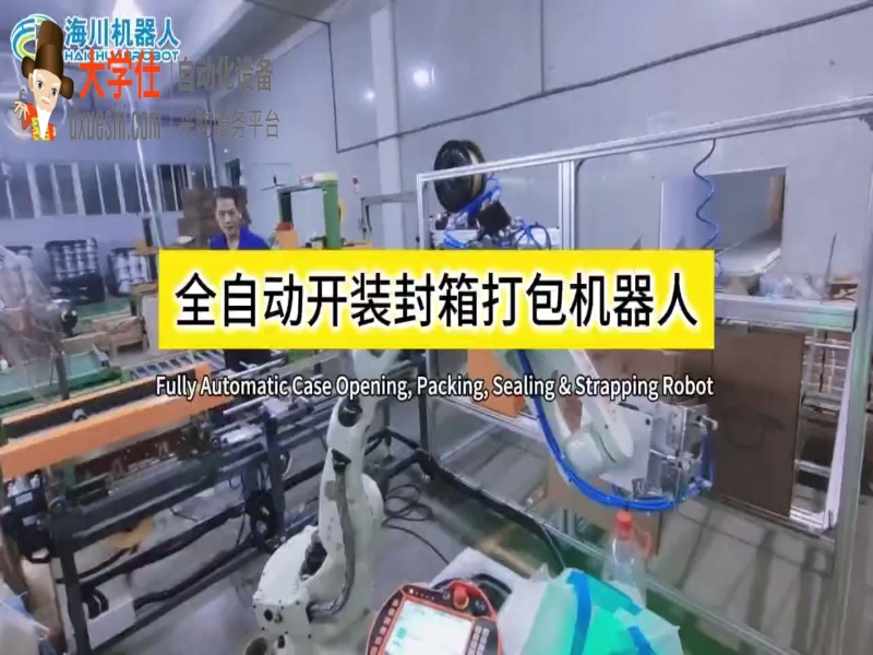全自动开装封箱打包机器人工作站